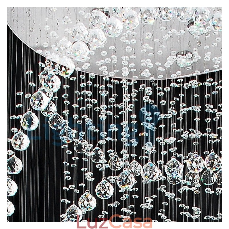 Lustre moderno contemporâneo, luminária pendente embutida, luz de gota de chuva de cristal