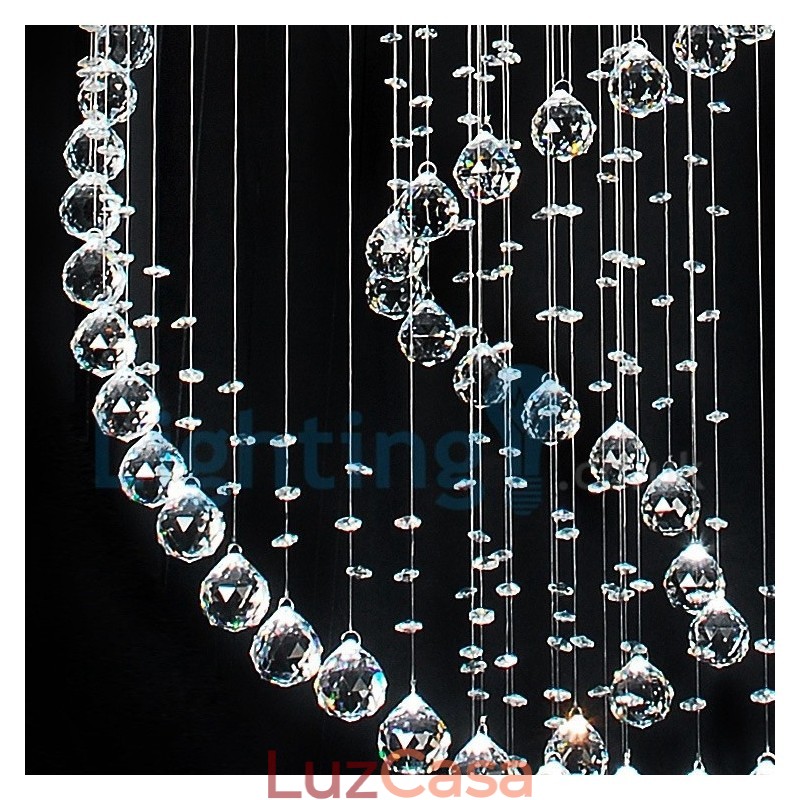 Lustre moderno contemporâneo, luminária pendente embutida, luz de gota de chuva de cristal