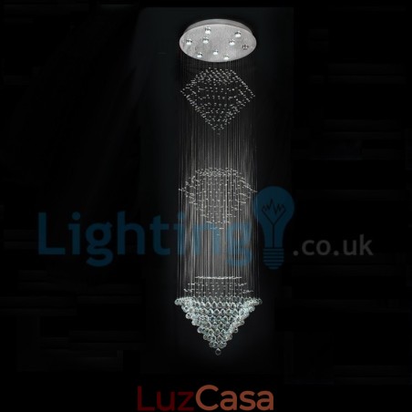 Lustre moderno contemporâneo, luminária pendente embutida, luz de gota de chuva de cristal