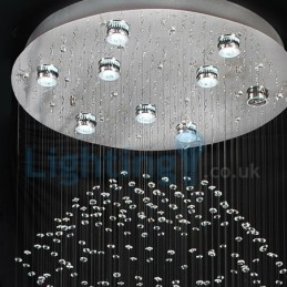 Lustre moderno contemporâneo, luminária pendente embutida, luz de gota de chuva de cristal