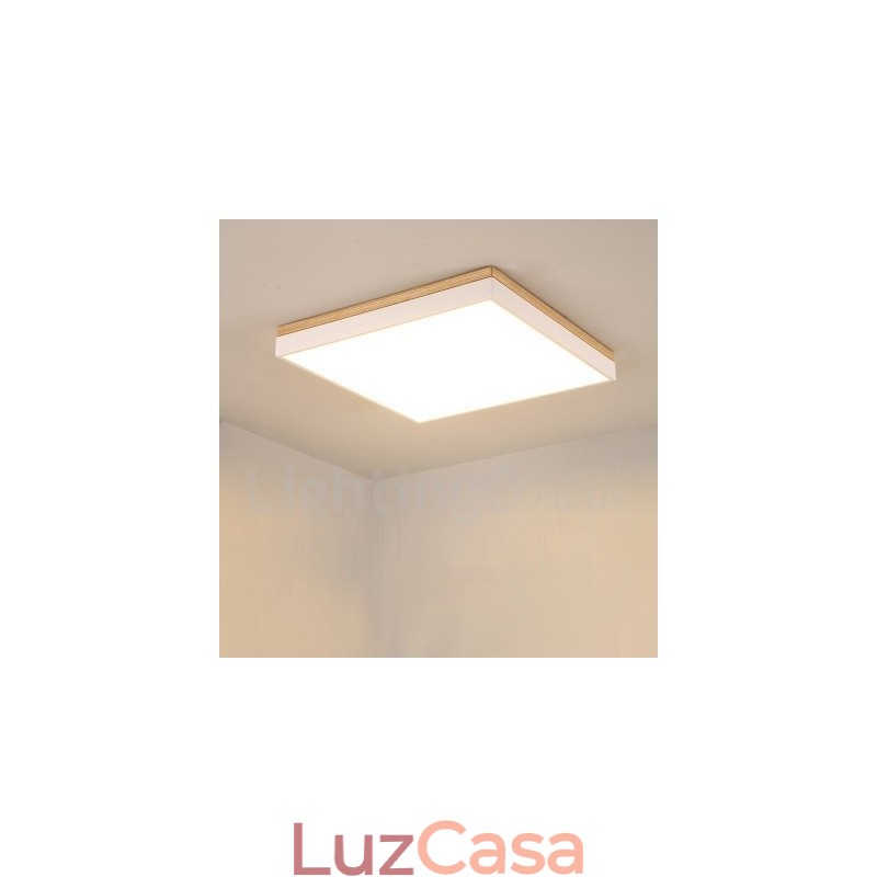 Luminária de teto quadrada ultrafina simples e moderna de madeira maciça