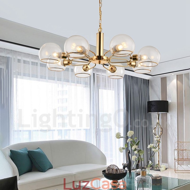 Lustre nórdico pós-moderno criativo de vidro mágico com 8 luzes
