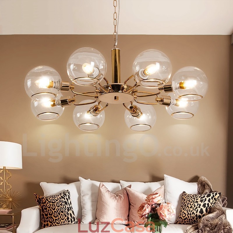 Lustre nórdico pós-moderno criativo de vidro mágico com 8 luzes