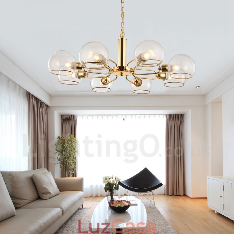 Lustre nórdico pós-moderno criativo de vidro mágico com 8 luzes