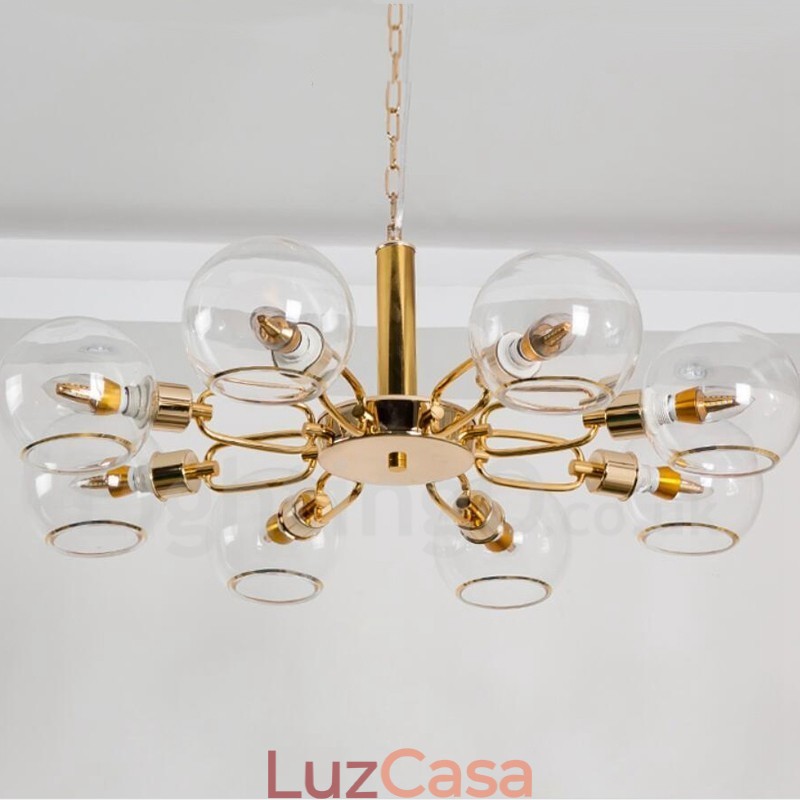 Lustre nórdico pós-moderno criativo de vidro mágico com 8 luzes