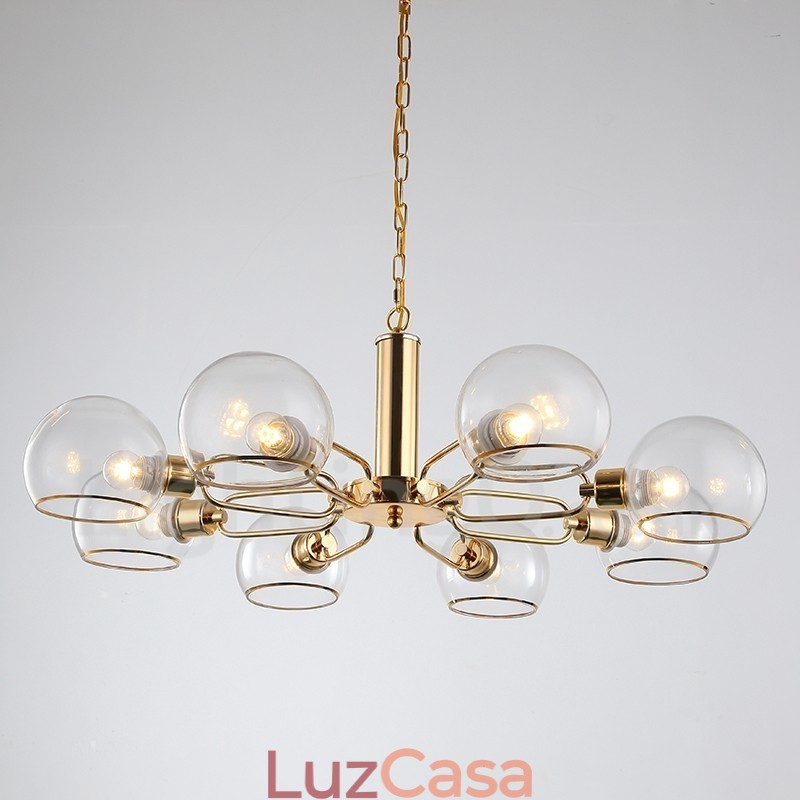 Lustre nórdico pós-moderno criativo de vidro mágico com 8 luzes