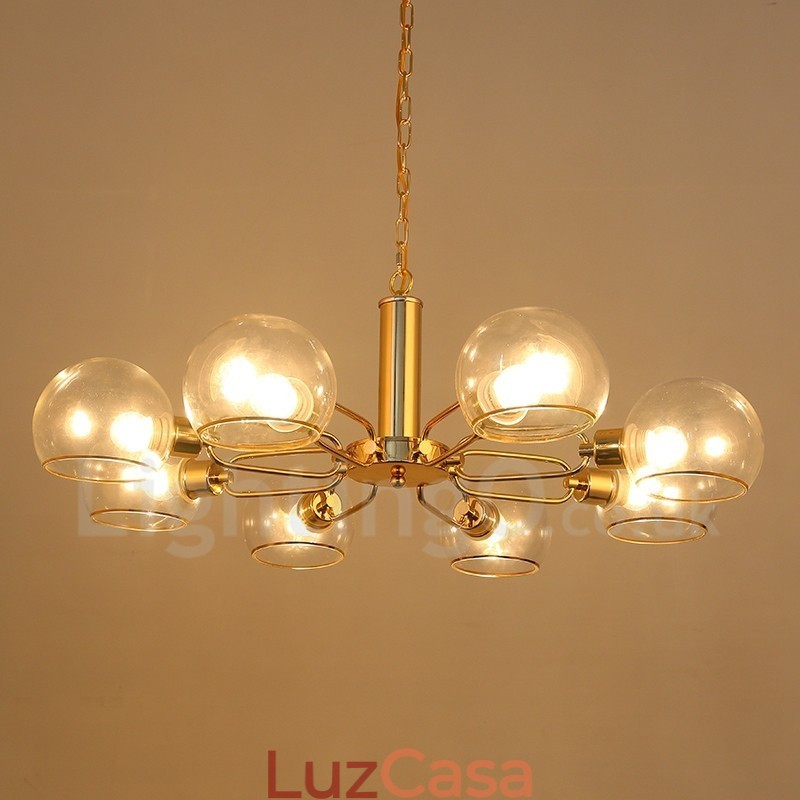 Lustre nórdico pós-moderno criativo de vidro mágico com 8 luzes