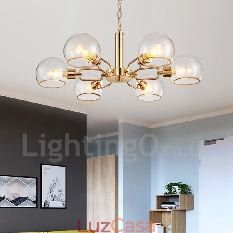 Lustre nórdico pós-moderno criativo de vidro mágico com 6 luzes