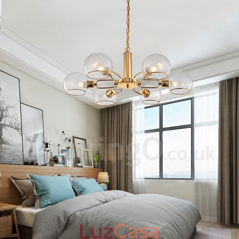 Lustre nórdico pós-moderno criativo de vidro mágico com 6 luzes