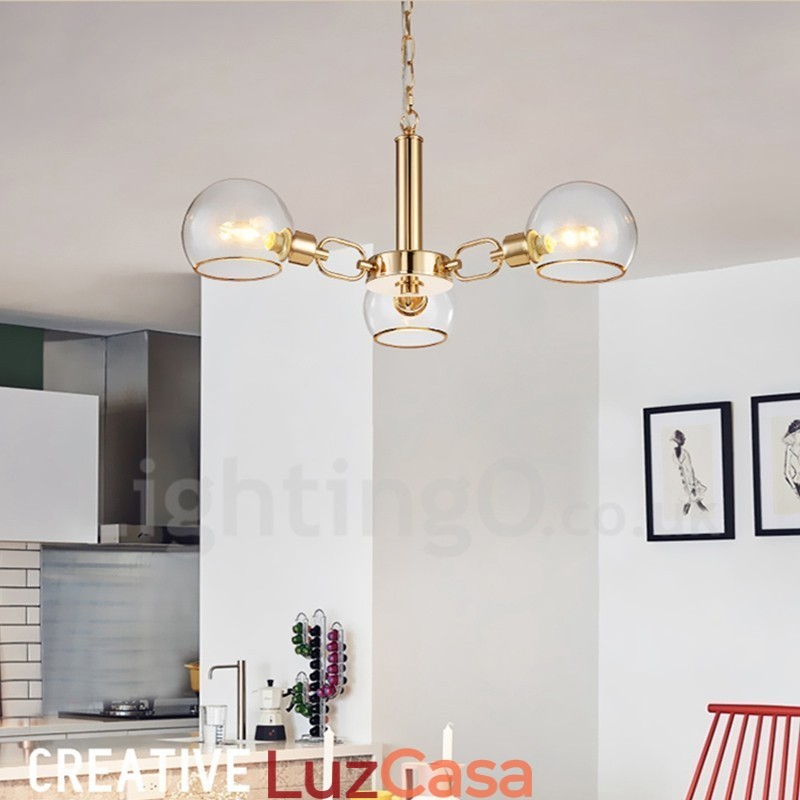 Lustre nórdico pós-moderno criativo de vidro mágico com 3 luzes