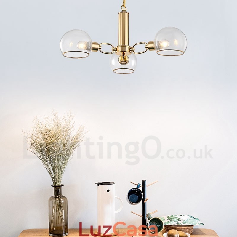 Lustre nórdico pós-moderno criativo de vidro mágico com 3 luzes
