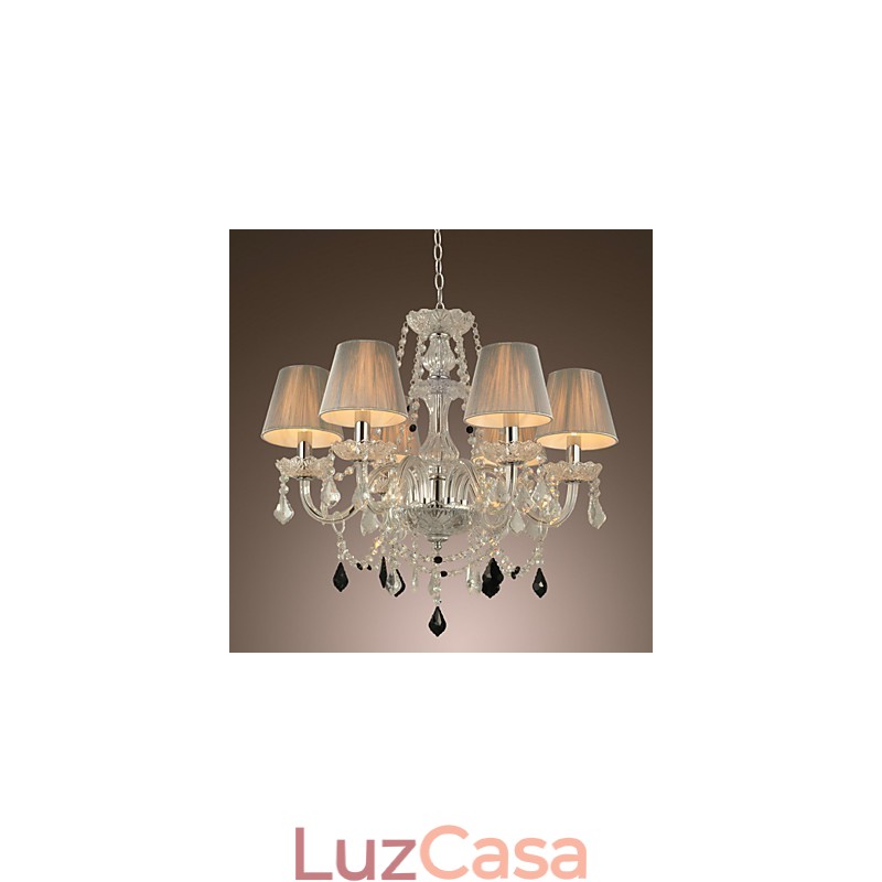 Lustre de cristal luxo moderno 1 níveis sala de estar 6 luzes