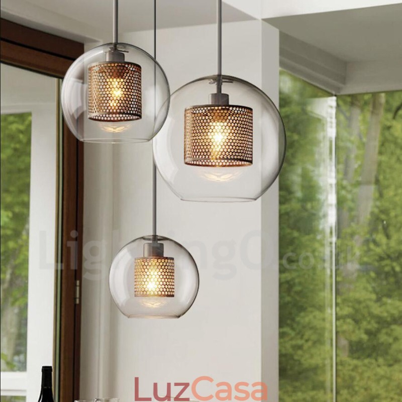 Decoração moderna minimalista estilo nórdico café bola de vidro luz pingente de cabeça única