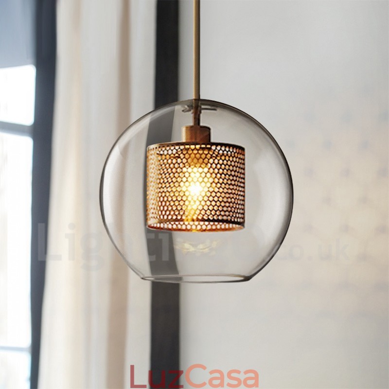 Decoração moderna minimalista estilo nórdico café bola de vidro luz pingente de cabeça única