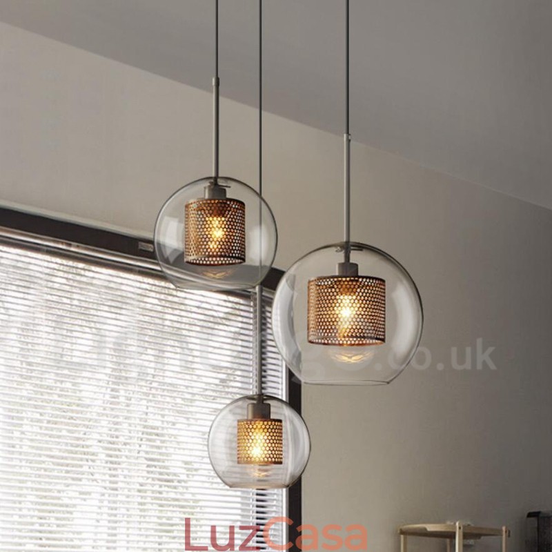 Decoração moderna minimalista estilo nórdico café bola de vidro luz pingente de cabeça única