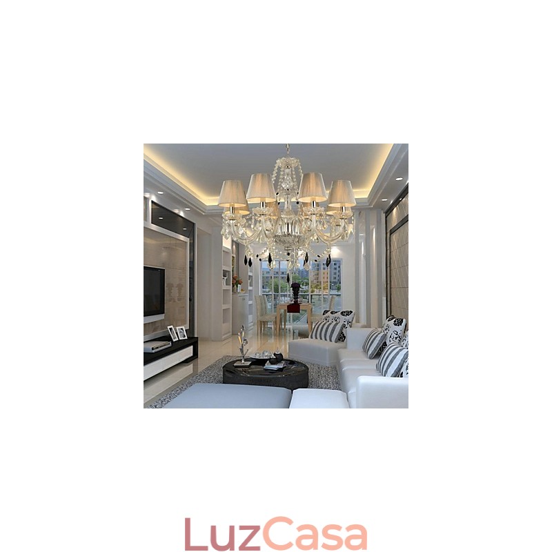 Lustre de cristal luxo moderno 1 níveis sala de estar 6 luzes