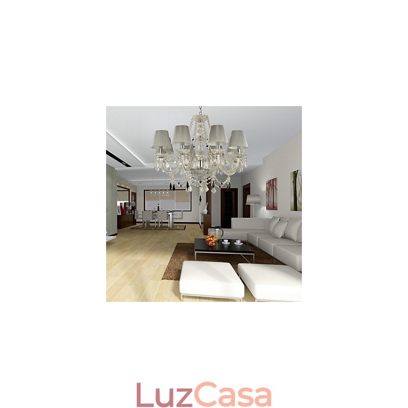 Lustre de cristal luxo moderno 1 níveis sala de estar 6 luzes