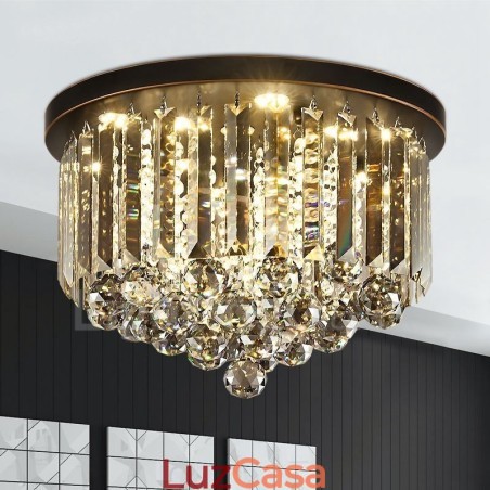 Luzes de teto de cristal cinza redondas retrô Luzes de teto de cristal cinza redondas retrô