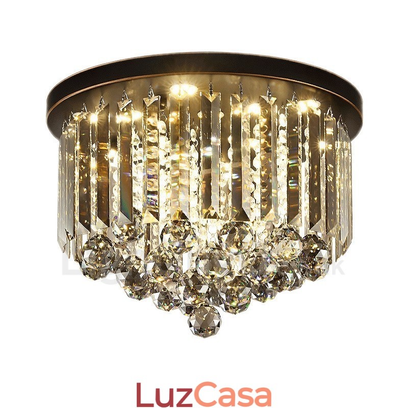 Luzes de teto de cristal cinza redondas retrô