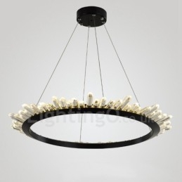 Luminária pendente de cristal em formato de anel moderno