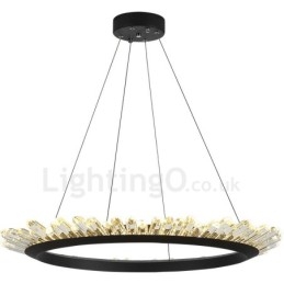 Luminária pendente de cristal em formato de anel moderno