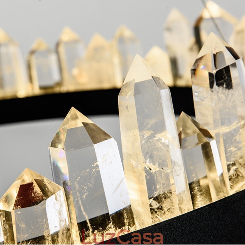 Luminária pendente de cristal com design de círculo requintado