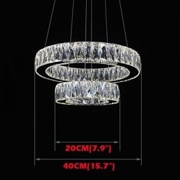Lustre de cristal Luzes Iluminação moderna Dois anéis D2040 K9 Grandes luminárias de teto de cristal para casa