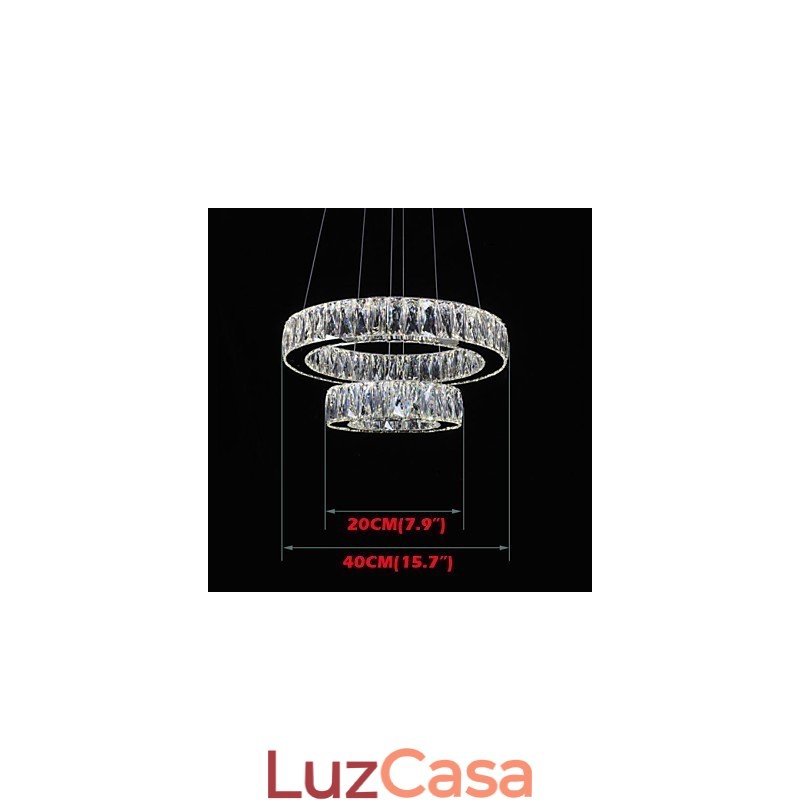 Lustre de cristal Luzes Iluminação moderna Dois anéis D2040 K9 Grandes luminárias de teto de cristal para casa