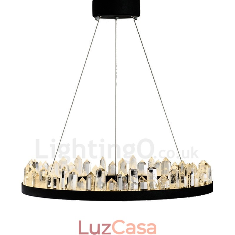 Luminária pendente de cristal com design de círculo requintado