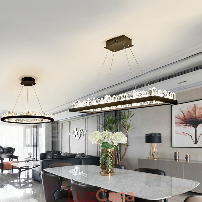 Luminária pendente retangular de cristal com design mais recente