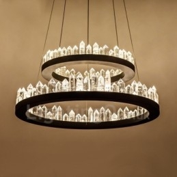 Modern Fashion Double Circle Cristal Pendant Light