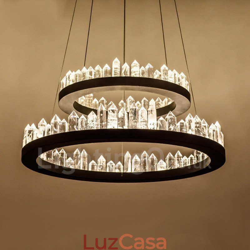 Modern Fashion Double Circle Cristal Pendant Light