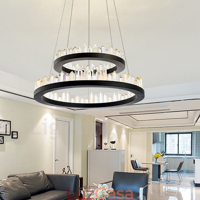 Modern Fashion Double Circle Cristal Pendant Light