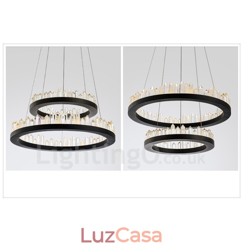Modern Fashion Double Circle Cristal Pendant Light
