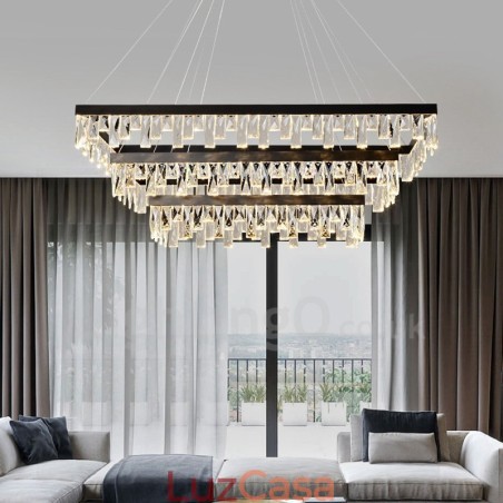 Luminária pendente de cristal nórdico Luminária pendente retangular de atmosfera Iluminação pós-moderna Luminária pendente de cristal nórdico Luminária pendente retangular de atmosfera Iluminação pós-moderna
