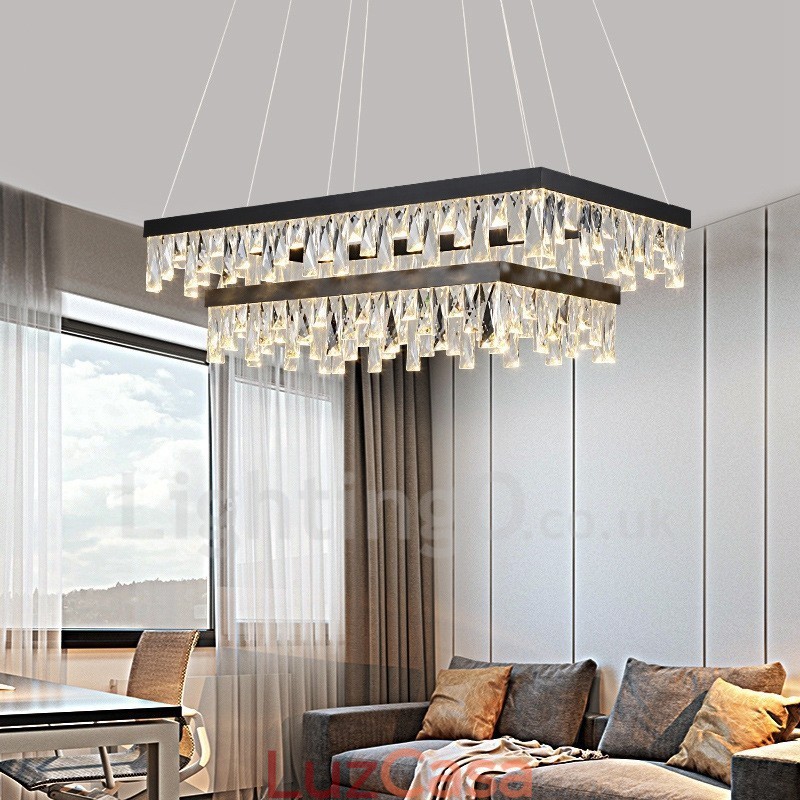 Luminária pendente de cristal nórdico Luminária pendente retangular de atmosfera Iluminação pós-moderna