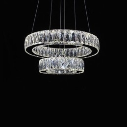 Lustre de cristal Luzes Iluminação moderna Dois anéis D2040 K9 Grandes luminárias de teto de cristal para casa