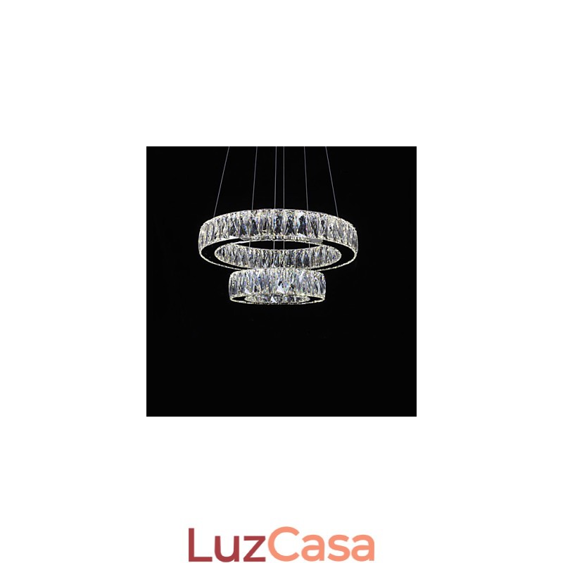 Lustre de cristal Luzes Iluminação moderna Dois anéis D2040 K9 Grandes luminárias de teto de cristal para casa