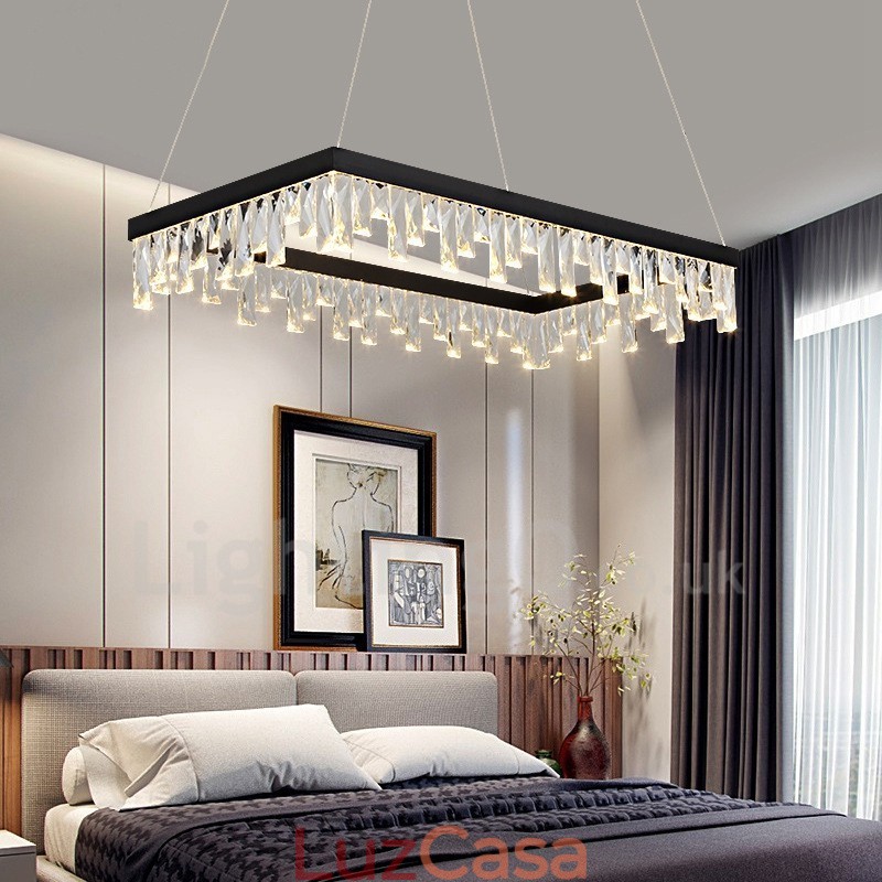 Luminária pendente de cristal nórdico Luminária pendente retangular de atmosfera Iluminação pós-moderna