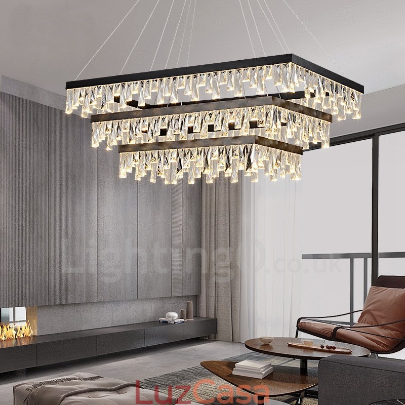 Luminária pendente de cristal nórdico Luminária pendente retangular de atmosfera Iluminação pós-moderna