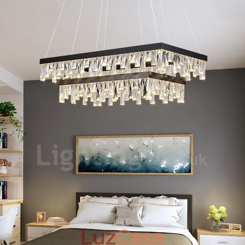 Luminária pendente de cristal nórdico Luminária pendente retangular de atmosfera Iluminação pós-moderna