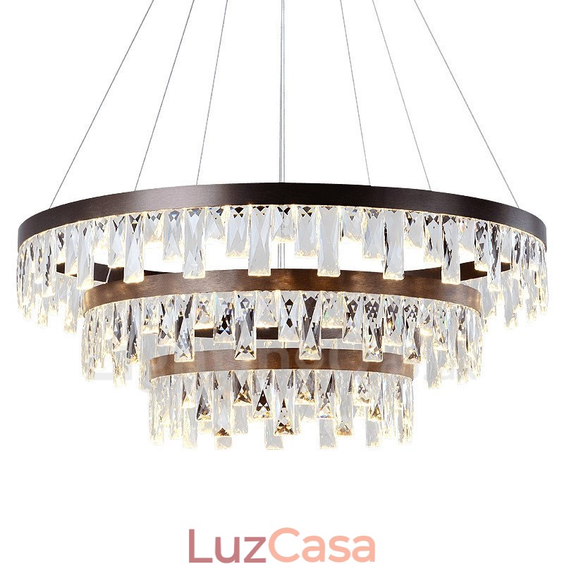 Luminária pendente de cristal com design circular moderno