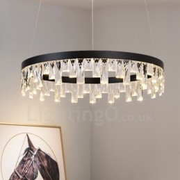 Luminária pendente de cristal com design circular moderno