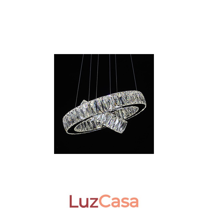 Lustre de cristal Luzes Iluminação moderna Dois anéis D2040 K9 Grandes luminárias de teto de cristal para casa