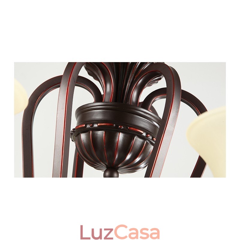 24 Luzes Teto Alto Vintage Country Island Pintura Lustre de Metal com Tons de Vidro Teto Alto