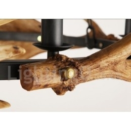Lustre de chifre de veado rústico de 6 luzes