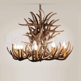 Lustre de chifre retrô artístico rústico de 9 luzes