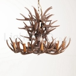 Lustre de chifre retrô artístico rústico de 9 luzes