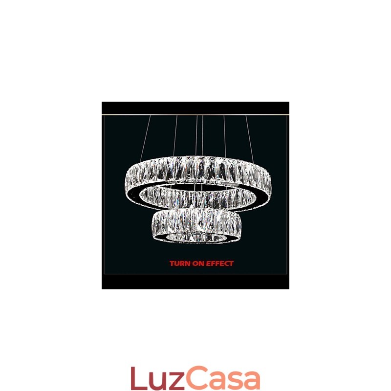 Lustre de cristal Luzes Iluminação moderna Dois anéis D2040 K9 Grandes luminárias de teto de cristal para casa