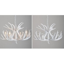 Lustre branco de chifre retrô artístico rústico de 4 luzes